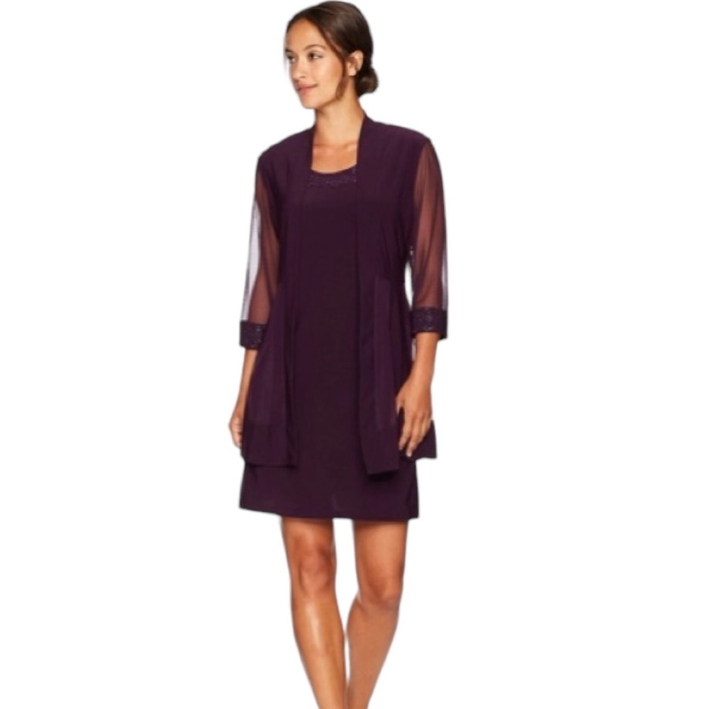R & M Richards 2 Piece Jacket Dress with Trim NWT